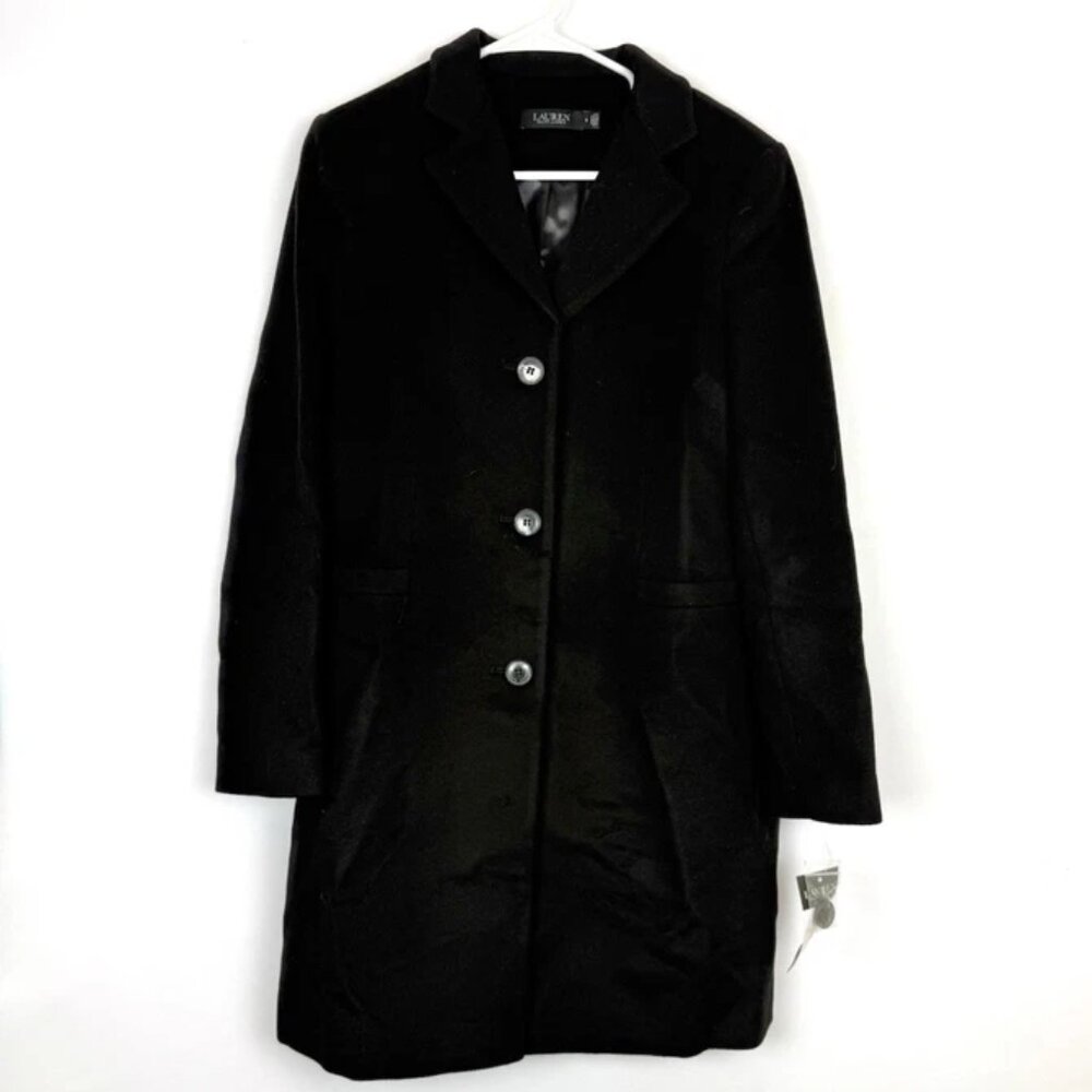 Ralph Lauren Women’s Welt Pocket Creeper Black Coat Size 8